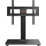 Perlegear Universal Swivel TV Stand Base for 32–70 inch TVs, Height Adjustable Table Top TV Stand Mount with Tilt, Tempered Glass Base, Holds up to 88 lbs, Max VESA 400x400mm, PGTVS26