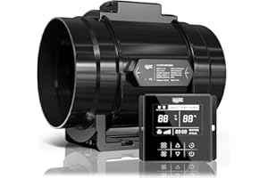 Quiet 8 Inch Inline Duct Fan with Temperature Humidity Controller Ventilation Exhaust Fan for Heating Cooling, Grow Tents, Hydroponics, AITECAC CloudStorm T8