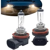 gunhunt 2 PCS Car H8-35W Halogen Bulb, 12V Quartz Lamp Ultra-bright Beam Low/High Beam Fog Light Replacement, All-in-one Plug and Play Bulb, Universal Lighting for Car (Warm White Light)