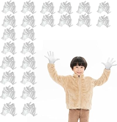 Nogsay White Cotton Gloves Small 24 Pairs for Eczema Dry Hands Kids Adults