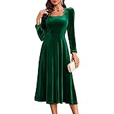 BeryLove Women Velvet Dress Cocktail Party Evening Dresses Long Sleeve Wedding Guest Formal Dresses
