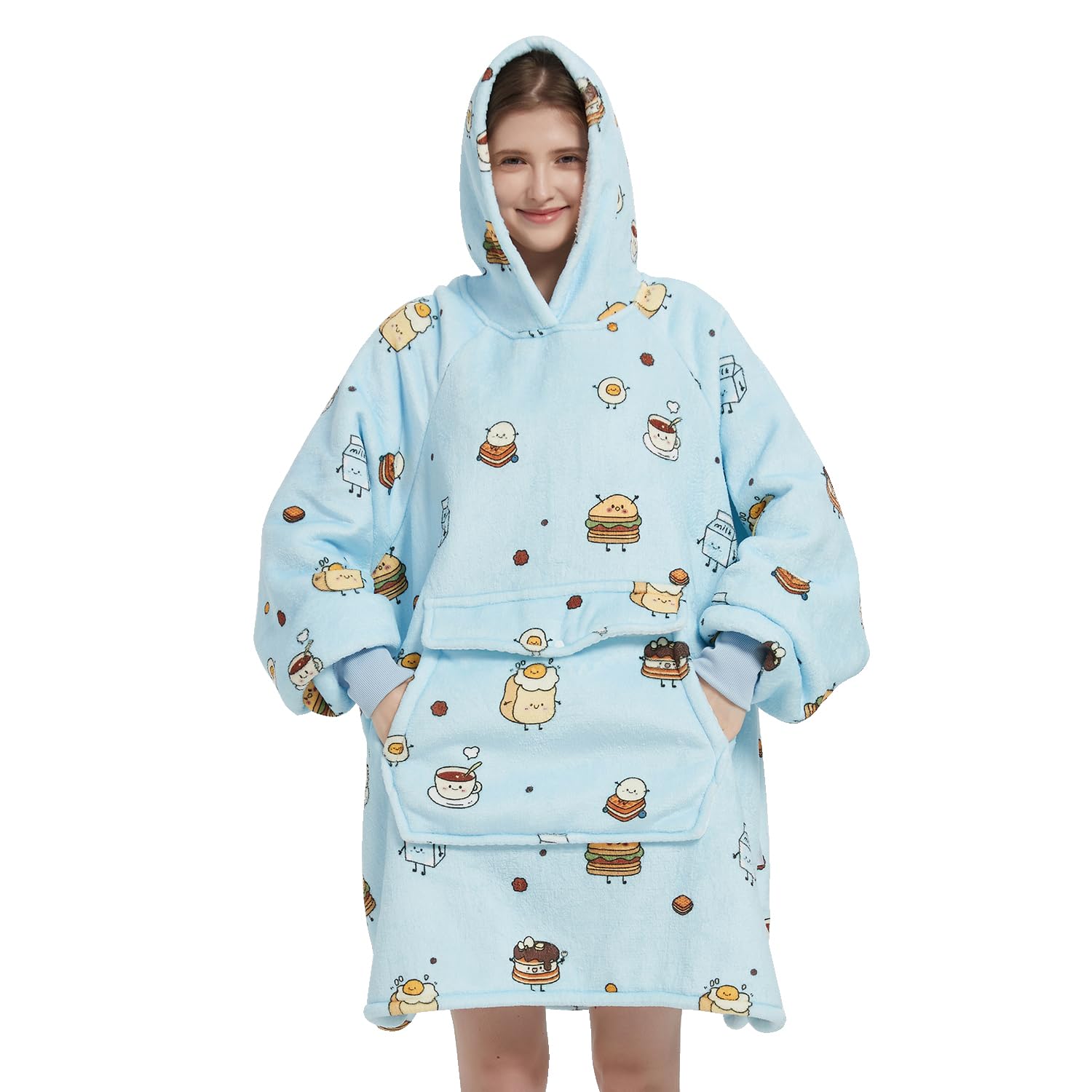 Krifey Wearable Blanket Hoodie, Oversized Sherpa Fleece Sweatshirt with Giant Pocket, Birthday Gifts for Women, Mom, Sister Image