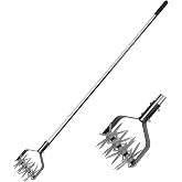 BARAYSTUS Rotary Cultivator Garden Tool, Adjustable Hand Tiller 29.7-57in | Long handle steel cultivator, for aerating, planting, mixing soil, reseeding grass &amp; gardening