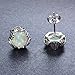 Rongxing18K White Gold Plated 8mm Round White Opal Stud Earrings For Women