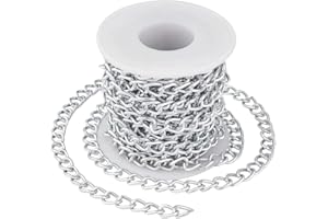 PH PANDAHALL Pandahall 16.4 Feet Aluminium Curb Chains Twisted Links Silver Plated with Spool for Bracelet Necklace Jewelry Making