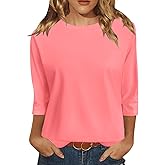 JomeDesign 3/4 Length Sleeve Womens Tops Sun Shirts UPF50+ Tunic Blouses Breathable Crew Neck Loose Fit Tshirts Outdoor