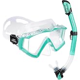 Adult Pano 3 Scuba Diving Mask, Tempered Glass Snorkel Mask Anti-Fog Swim Mask No Leakage Swim Goggles with Nose Cover Snorkeling Gear for Snorkeling, Freediving, Swimming