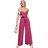 SweatyRocks Women's 2 Piece Sexy Outfits Sleeveless Tie Front Crop Top Wide Leg Pants Set