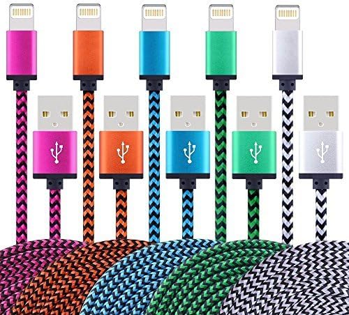 iphone cable Nylon Braided iPhone charger USB Cord Charging Cable for iPhone 5/5S/5C/SE 6/6S 6 Plus/6S Plus 7/7 Plus, iPad mini/Air/Pro iPod touch/nano 7 (5color lightning cable)