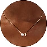 Honsny Gold Heart Initial Necklaces for Women 18K Gold Plated Letter A-Z Necklace Dainty Cute CZ Heart Initial Necklace Personalized Gold Jewelry Birthday Gifts for Women Trendy