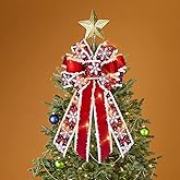 Hying Large LED Christmas Wreath Bows for Front Door Decor, Christmas Bow with LED Lights Xmas Snowflake Velvet Bows for Wreath Indoor Outdoor Decorations