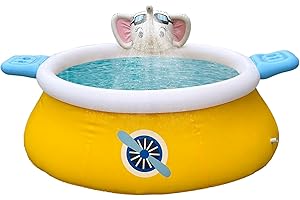 DIMAR GARDEN 8ft x 30in Inflatable Swimming Spray Pool, Outdoor Round Air Top Ring Elephant Pools