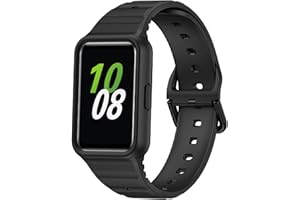 ASENIE Compatible with Samsung Galaxy FIT3 Rugged Bumper Case with Band, Sport Silicone Protective Case for Samsung Galaxy FIT 3 Smart Watch for Women Men Black