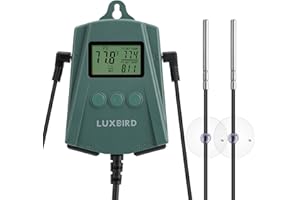 LUXBIRD LB-2SC Digital Heating Mat Thermostat Controller with 2 Probes and 2 Outlets for Seedlings, Germination, Reptiles, Brewing, Breeding, Incubation, Greenhouse (Max 250W per Outlet)