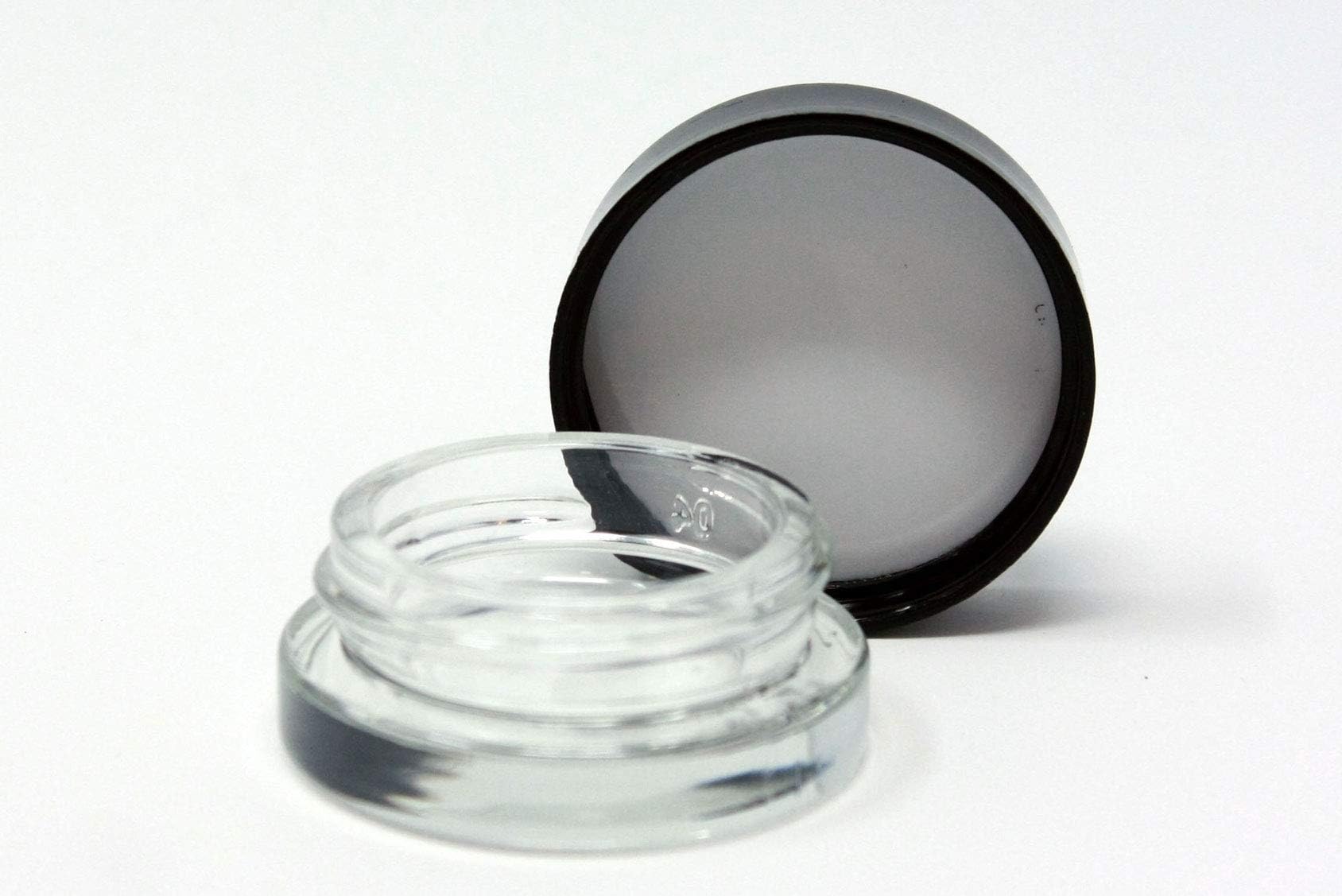 180pcs Thick Bottom Low Profile 7ml Glass Concentrate Jars with Black Lids : Air tight container for medical oils, rosins, waxes, and saucy diamonds