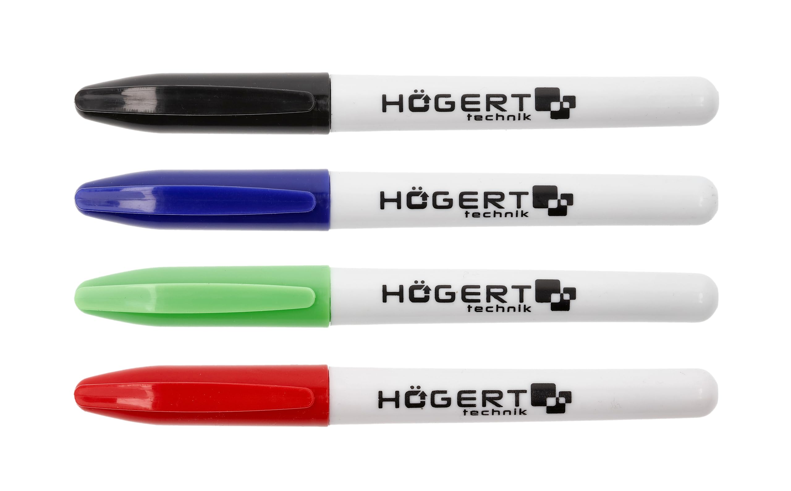 Högert Technik - Permanent Marker Set of 4 - Mix - Marker Set Available in 4 Colours - Waterproof Pen for Glass, Metal, Wood & Co