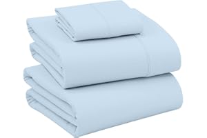 RUVANTI 100% Cotton Sheets - Crispy Cooling Percale Sheets for Twin XL Size Bed, Breathable & Durable Twin XL Sheet Set, 16 Inches Deep Pocket Sheets, Baby Blue, 3 Pieces