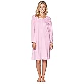 Casual Nights Women's Cotton Blend Long Sleeve Nightgown | Henley Nightshirt