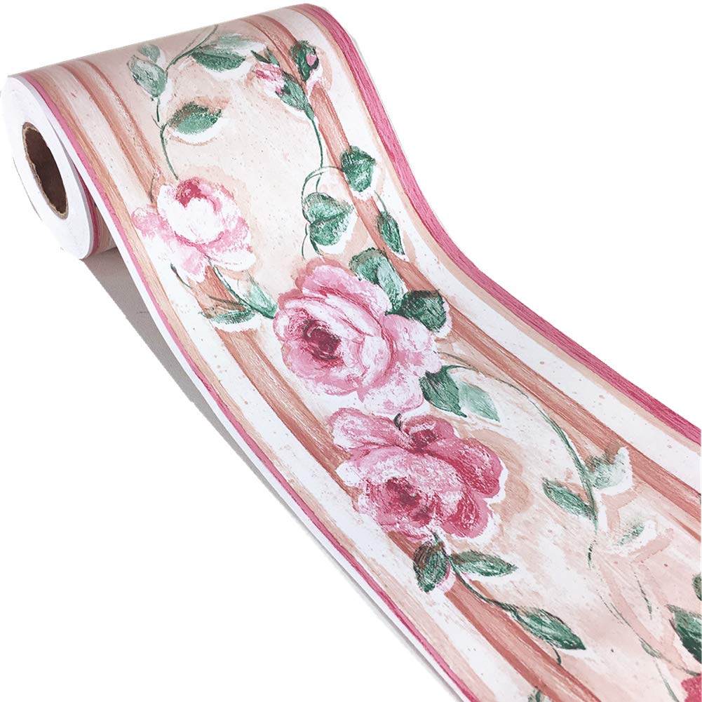 Self Adhesive Elegant Purple Floral Rattan Patten Wallpaper Border Peel Stick Wall Ceiling Decorative Sticker Waterproof 10cm X 10meters