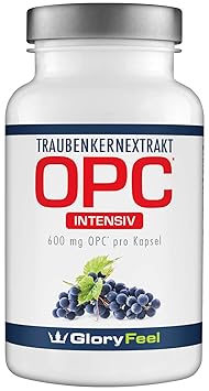 OPC Traubenkernextrakt Intensiv 600mg - 60 vegane Kapseln - 95% OPC Gehalt aus Original französischen Weintrauben + Vitamin C