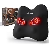 Back Massager with Heat, Cordless Back and Neck Massage for Pain Relief Deep Tissue, 4D Shiatsu and Percussion Massage Pillow, Lower Back Massager for Office,Gifts for Christmas Women Men, Black