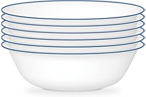 Corelle 6-Piece 18oz Round Bowls Vitrelle Triple Layer Glass, Perfect for Soup, Cereal and Snacks, Lightweight, Chip and Scra