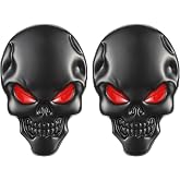 TOMALL 2Pcs Skeleton Skull Logo Devil Death Emblem Badge 3D Metal Decals Stickers Decoration for Cars Trucks Motorcycle Mobile Phone Computer Laptop for Men Boy(Black Red)