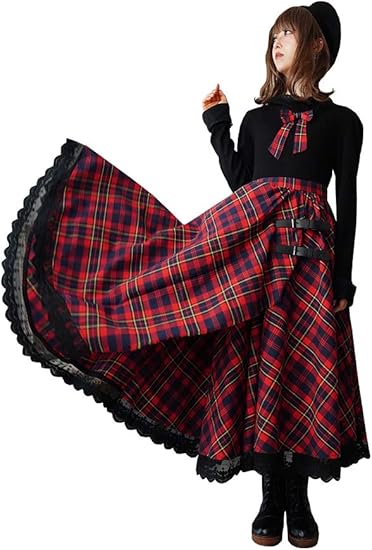 Amazon Co Jp Favoriteオリジナル 2連ベルトの巻きスカート赤チェックワンピース 服 ファッション小物