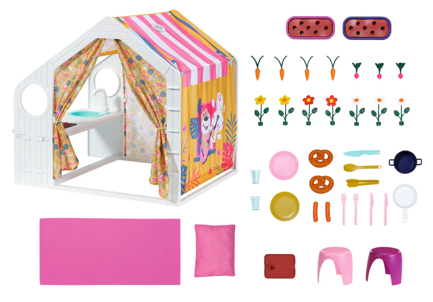 BABY Born Weekend House 832752 - Accessories for 36cm and 43cm for Toddlers - Includes House with Convertible Roof, Light & Sound Effects, and Accessories - Suitable for Kids from 3 Years