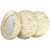 Woolous Wool Buffing Pads 7 Inch, 3 Pack - 100% Natural Wool Pads for Buffing, Polishing & Compounding Cars, Boats, Trucks & Motorcycles - Hook & Loop for Quick Attachment
