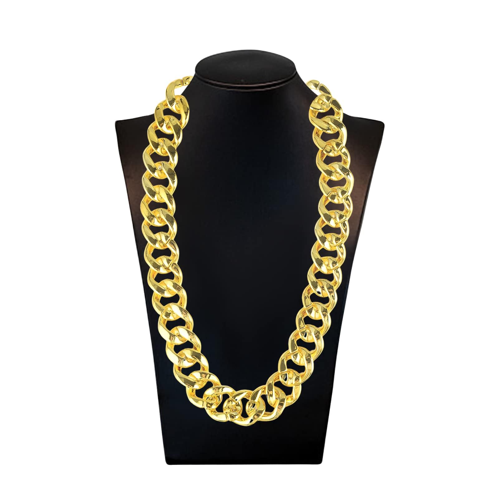 PinCute 2 Pack Big Chunky Gold Chain for Men: Fake Plastic Gold Chain Necklace, 80s 90s Punk Style Hip Hop Chain Necklace for Costume Jewelry Rapper