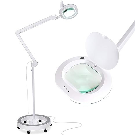 Brightech Lightview Pro Xl Magnifying Glass With Led Floor Lamp Rolling Base Stand 2 25x Magnifier With Light That S Very Bright High Contrast