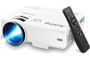 AuKing Projector, 2025 Upgraded Mini Projector, Full HD 1080P Home Theater Video Projector, Compatible with HDMI/USB/AV/Smartphone/TV Box/Laptop
