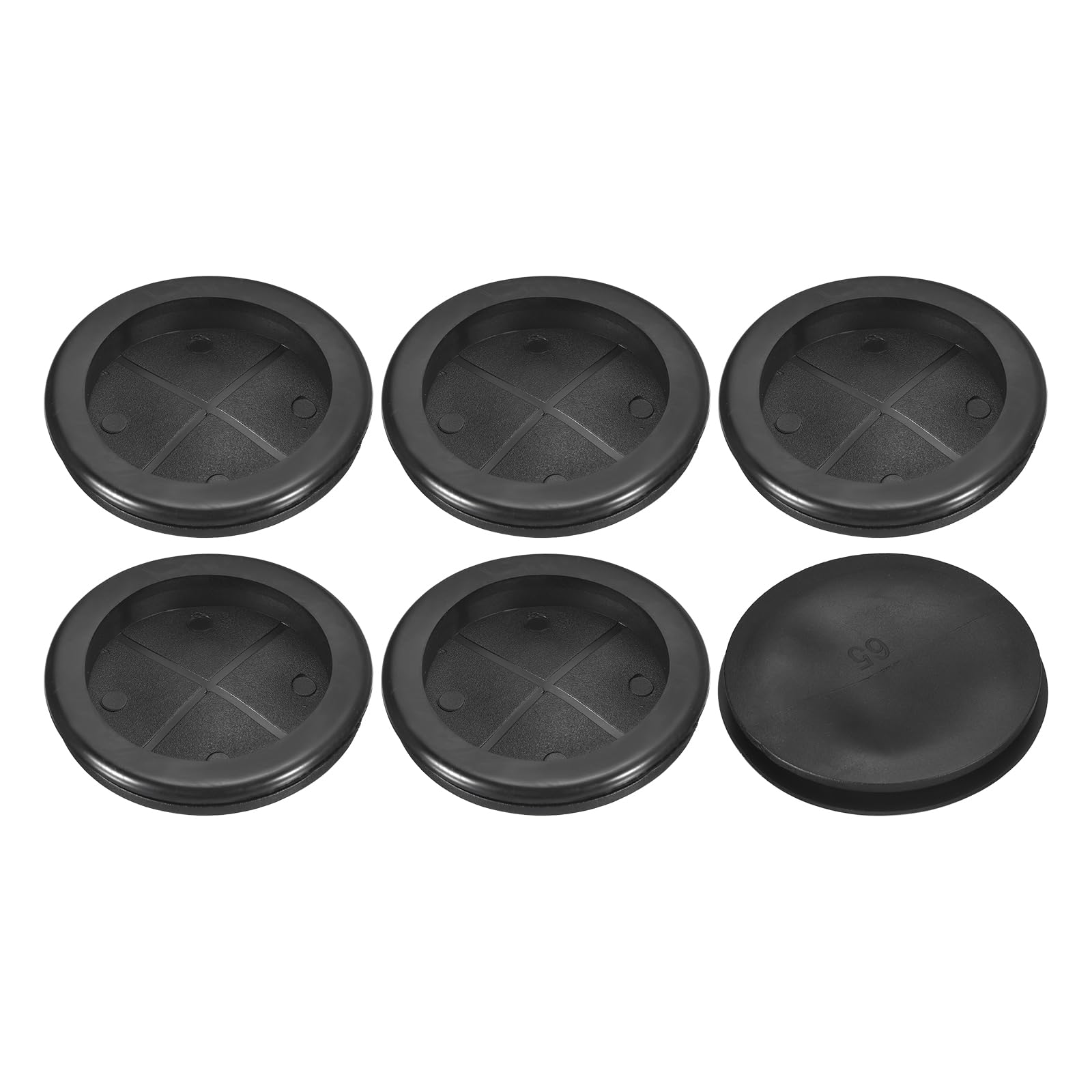Photo 1 of uxcell 6Pcs Rubber Grommets 2-4/8" (65mm) Drill Hole, 2-1/4" (56mm) ID Single Sided Hole Plugs Ring Gasket for Firewall Cable Wire Protecting, Black