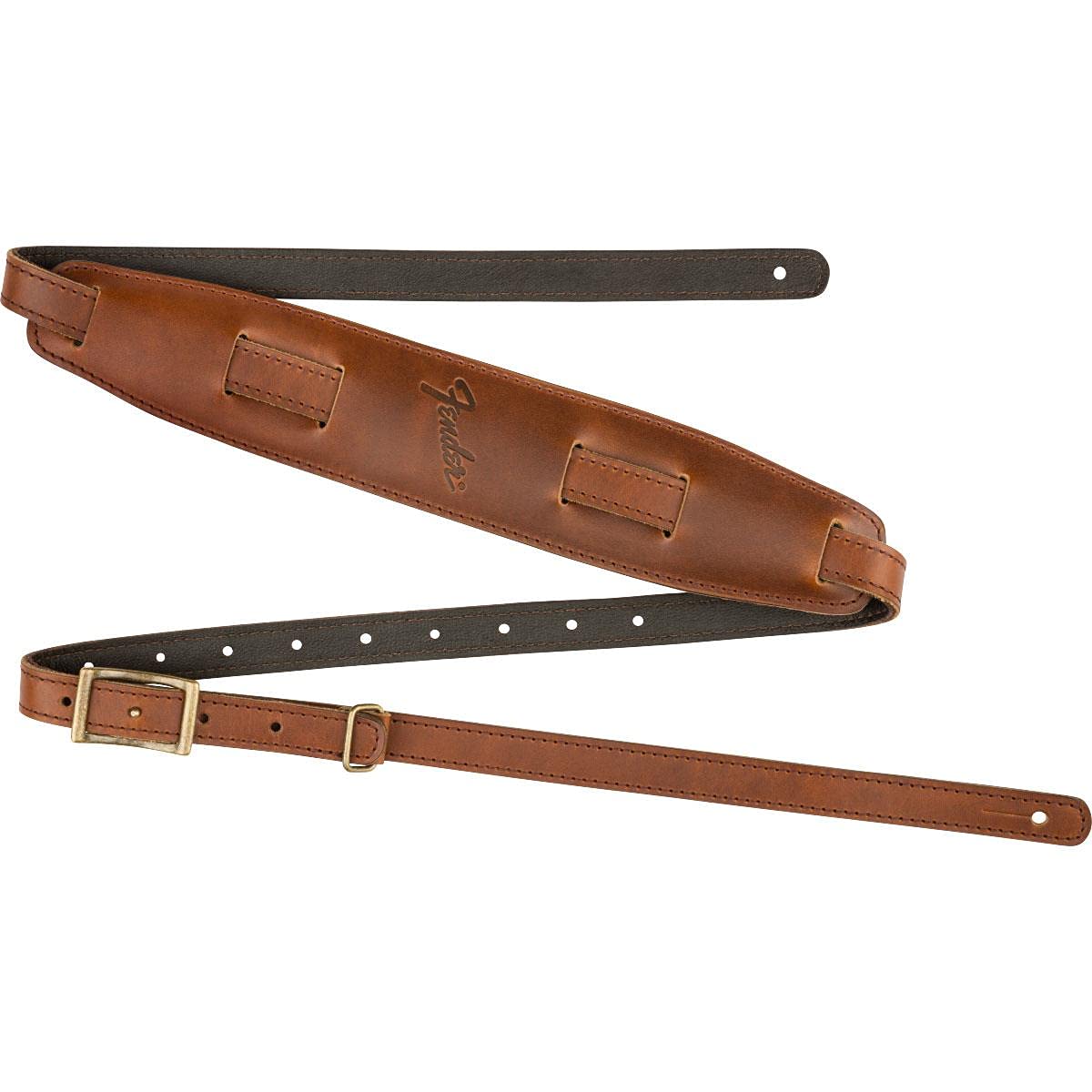 Fender® Mustang® Vintage Saddle Strap Leather Guitar Strap - Cognac