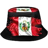Peru Flag Bucket Hat Wide Brim Sun Protection Hat Boonie Hats Fishing Hiking Safari Outdoor Peruvian Hats for Men Women