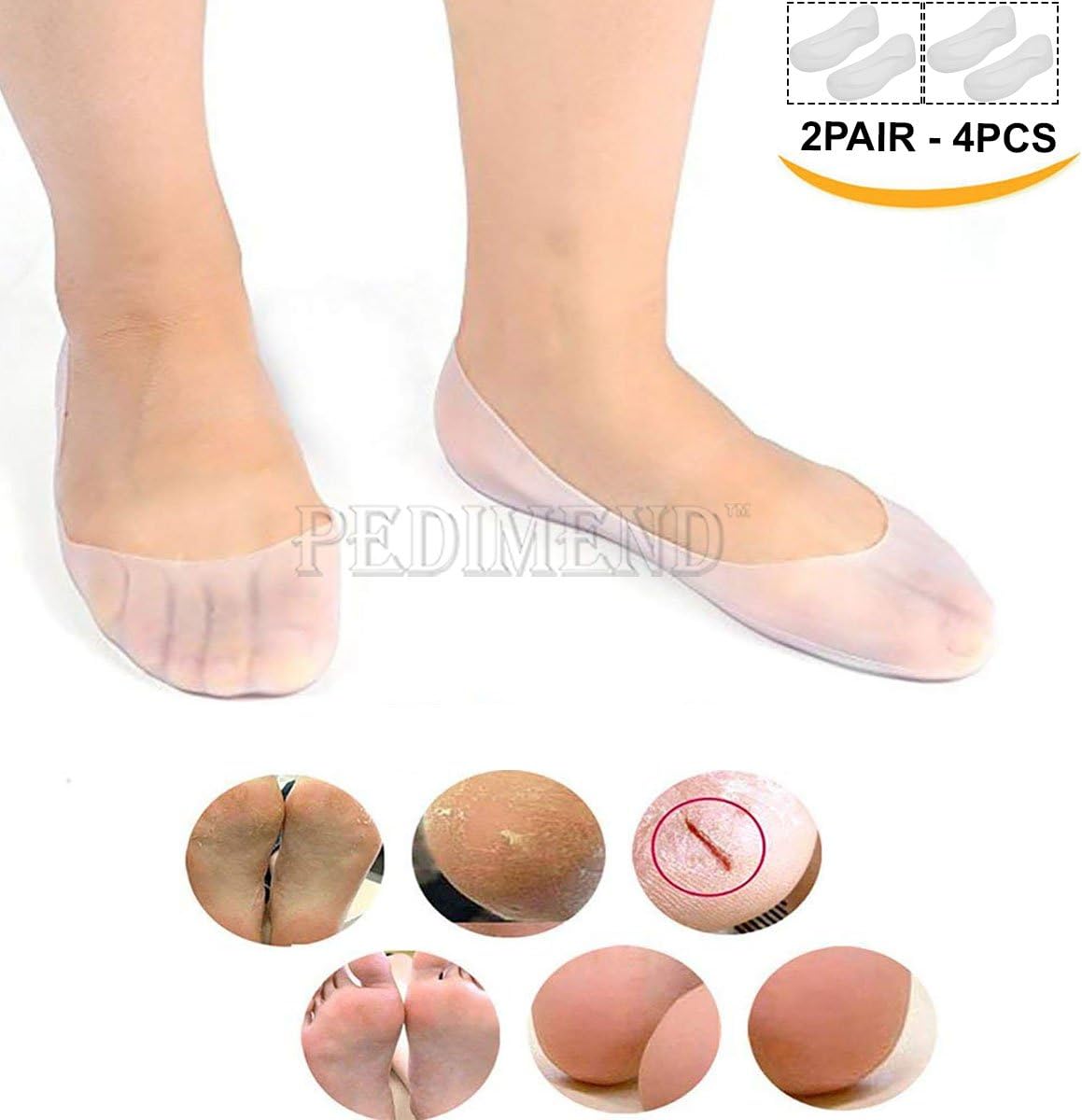 PEDIMEND™ Silicone Gel Full Length Moisturizing Sock (2PAIR) - Wrapped Foot from Toe to Heel - Remove Calluses/Corns/Dry/Dead/Cracked Foot Skin - Prevent Plantar Fasciitis Pain - Foot Care
