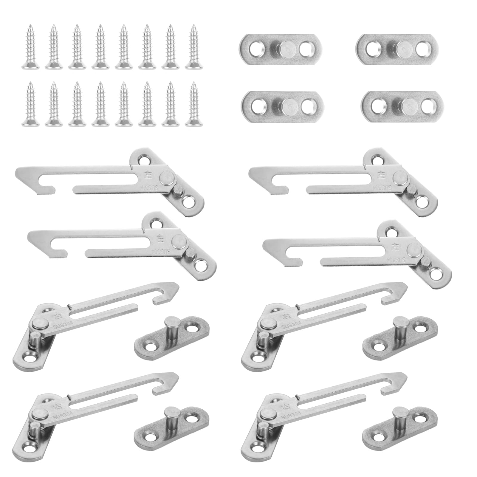 ZOFUN 8 Packs UPVC Window Restrictor Locks, 8.5 x 4.8 cm Stainless Steel Window Restrictors for UPVC, 4 Pcs Left Handed & 4 Pcs Right Handed Window Restrictor Locks for Home Office UPVC Windows