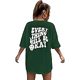 SOLY HUX Women's Graphic Oversized Tees Letter Print Summer Tops Vintage Half Sleeve Loose Casual T Shirts