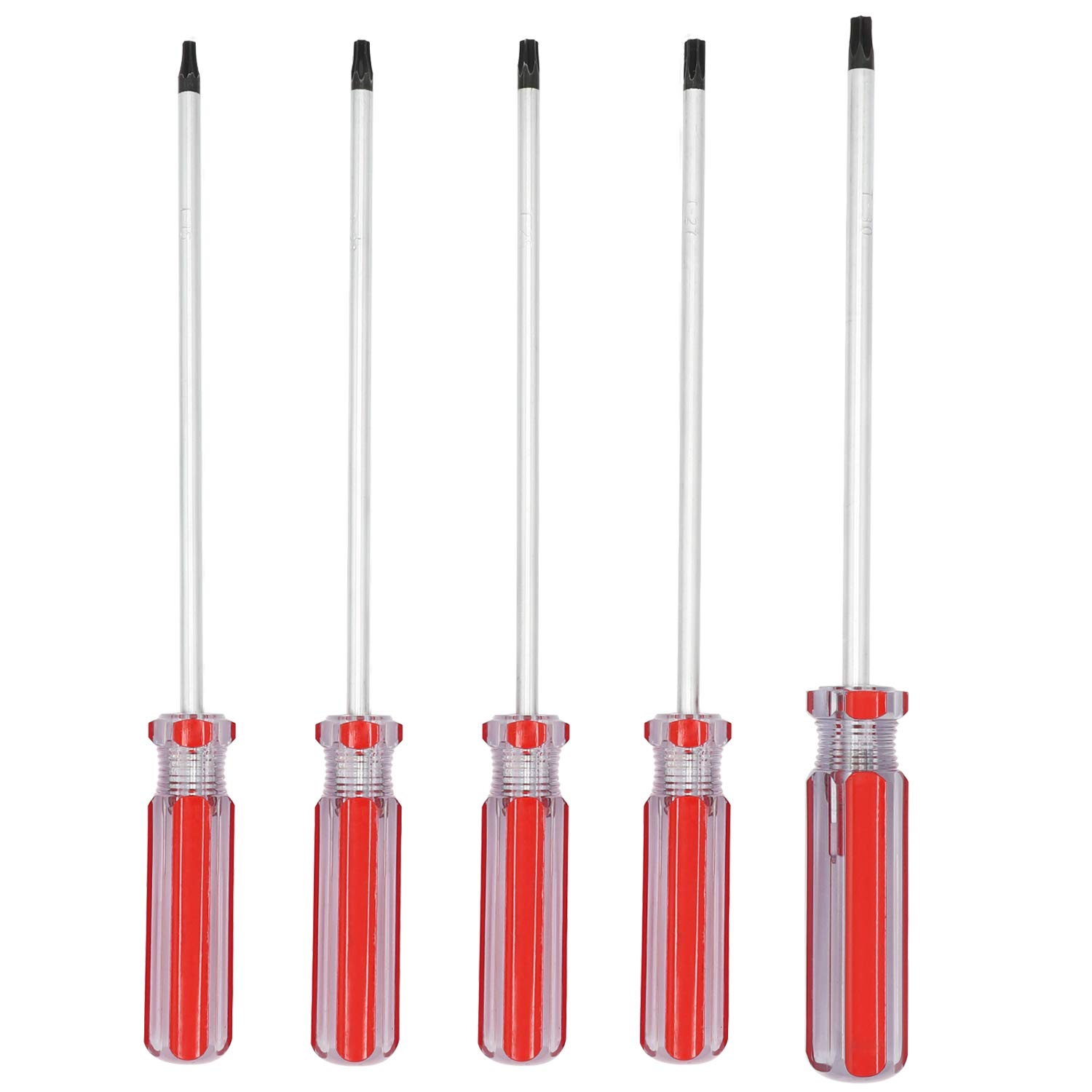 Photo 1 of AKTOO T15 T20 T25 T27 T30 Torx Screwdriver Set, 6inch Magnetic Torx Driver Star Bit Screwdrivers for Computer Repairing, Automobile Tools and Home Appliances,5-Piece