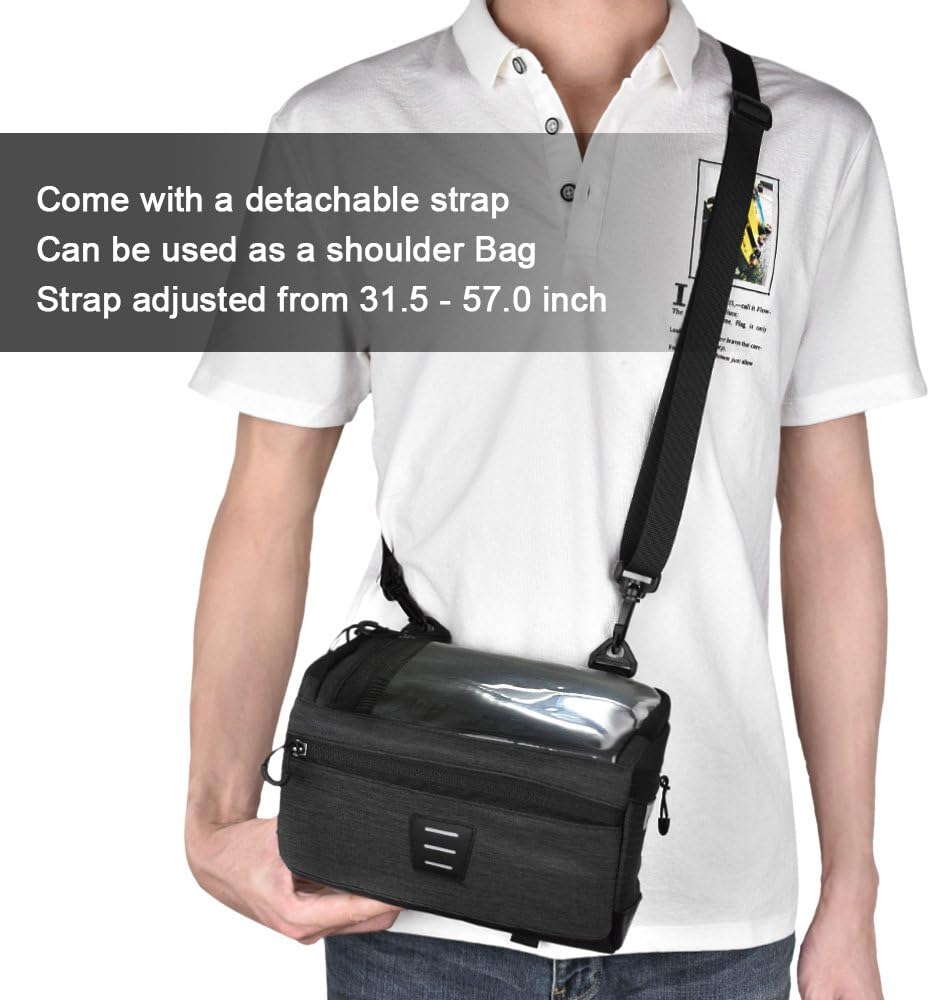 WOTOW Bike Handlebar Bag, Cycling Handlebar Storage Basket Bag Mountain Bicycle Front Frame Bag Pannier Pouch with Biking Transparent Water Resistant Touch Screen Phone Holder for Road MTB Outdoor : Sports & Outdoors