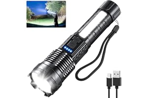 LIUPTIUO 1Pack Flashlight Rechargeable, Rechargeable Flashlights High Lumens L9000, Super Bright Flashlight Powerful, Tactical Flashlights High Lumens, LED Flash Light High Powered for Home Emergencies Camping