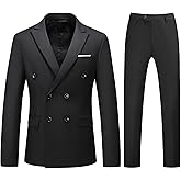 Mens Suits Slim Fit 2 Piece Double Breasted Blazer Tuxedo Suit Set for Men Casual Wedding Casual Business