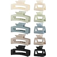Waimemoya 10 Pack Hair Clips, Large Claw Clips for Thick Thin Hair, Neutral Matte Women, Strong Hold Rectangle Cute Square Cu