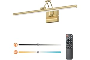 Tipace Hard-Wired LED Picture Light Fixtures,3CCT Dimmable Metal Artwork Display Lamp with Remote Control,Gold Modern Gallery