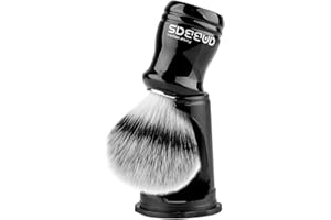 Anbbas Synthetic Badger Shaving Brush with Black Holder Stand,Resin Handle Foam Brush 2in1 Set for Men Wet Shave