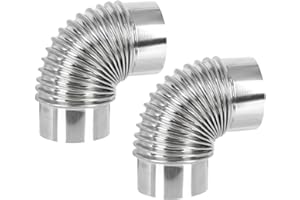Sewroro 2 Pcs 6cm Stainless Steel Flue Pipes with Elbow for Gas Water Heater Venting, Small Stove Chimney