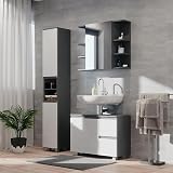 Vicco J-Shape Bathroom Furniture Set, Anthracite, 3 Parts with Tall Cabinet view 4