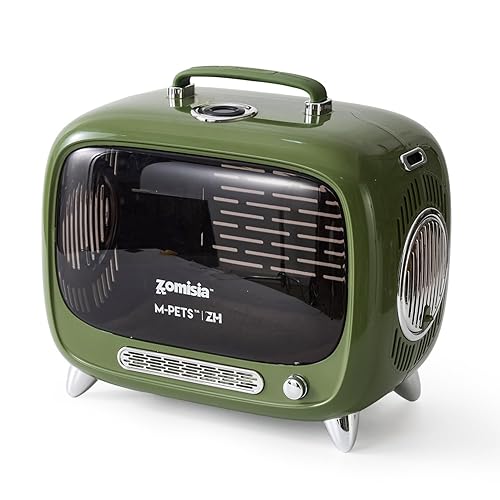 ZOMISIA Cat Carrier Hard Shell - Pet Carrier with Temperature/Humidity Display, Dog Carrier for Puppy Small Pets Up to 10LB, with Handheld and Shoulder Strap Portable for Traveling, 18 inches,Green