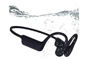 KOPIDOE Swimming Headphones Soft Silicone, IP68 Waterproof Bone Conduction Headphones, 32GB MP3 Player & Bluetooth 5.4 Wireless Sport Earbuds, Secure Open Ear for Swimming, Running, Sports（Black）